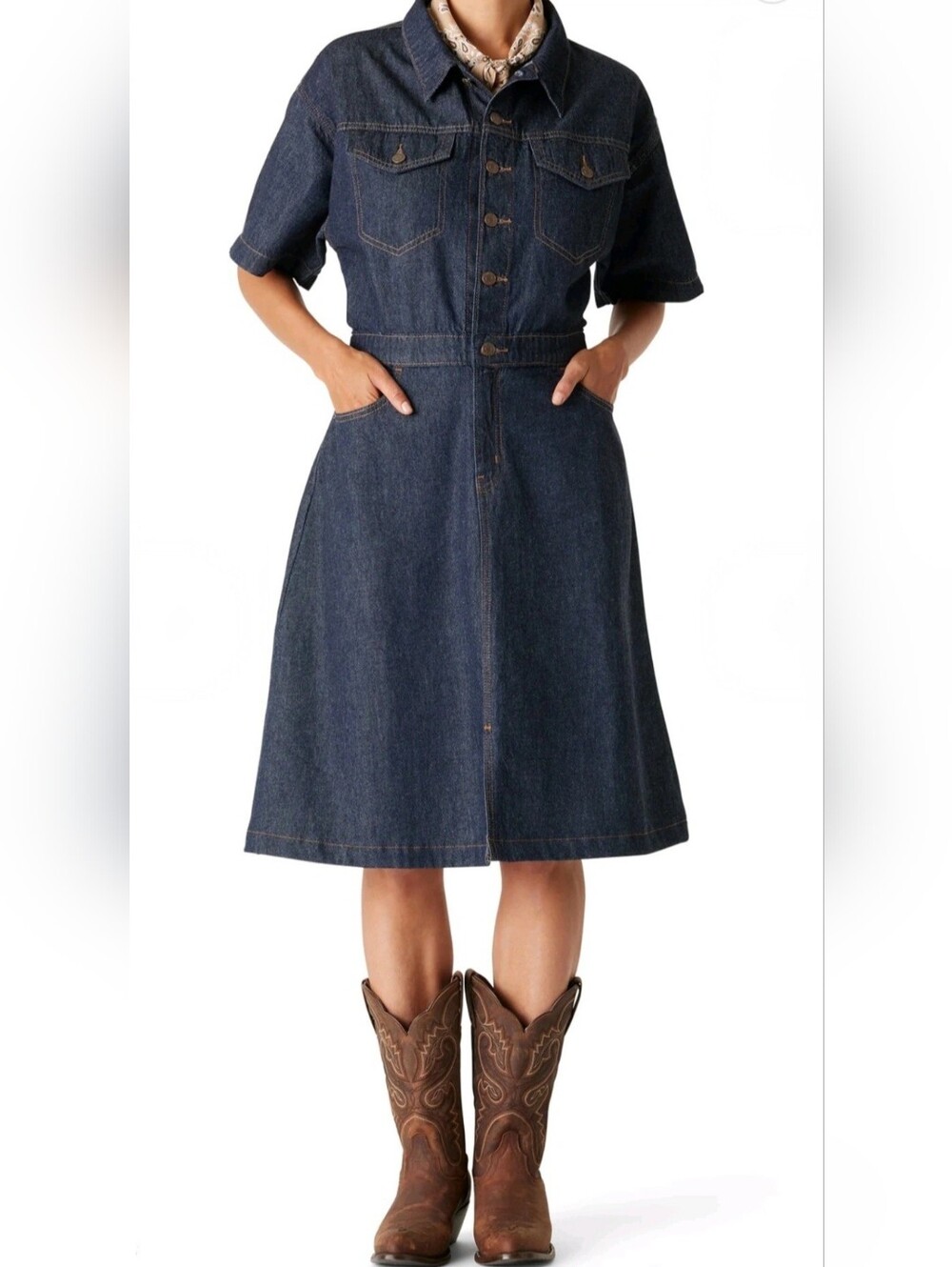 Levi's Dark Blue Denim Midi Shirt Dress